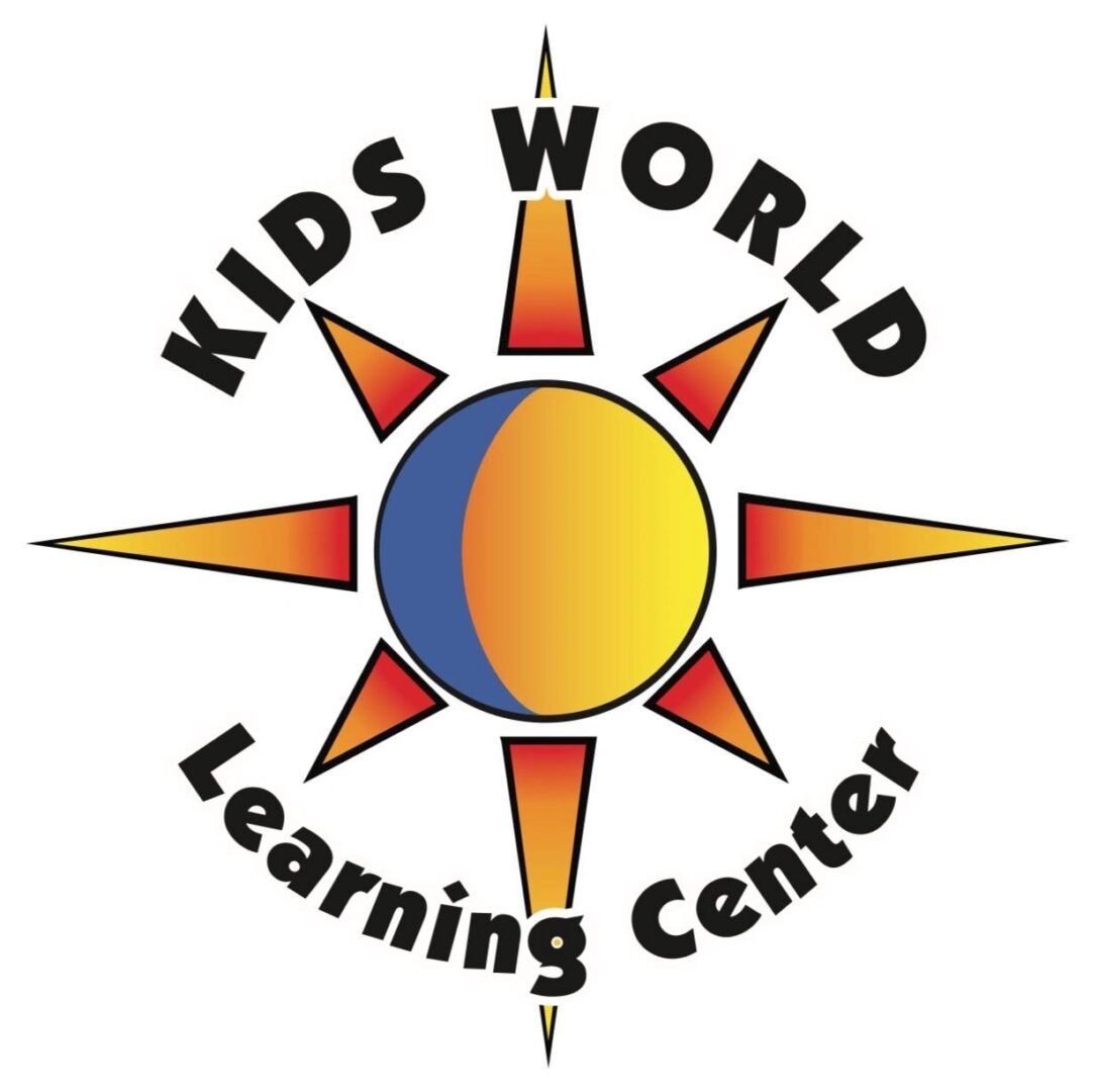 Kids World Learning Center logo with sun.